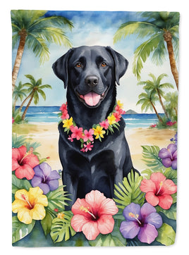 Black Labrador Retriever Luau Garden Flag