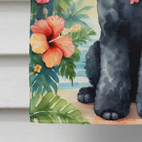 Black Poodle Luau House Flag