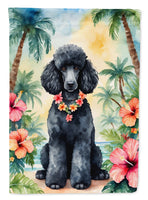 Black Poodle Luau House Flag