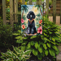 Black Poodle Luau Garden Flag