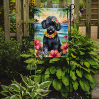 Black Poodle Luau Garden Flag