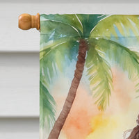 Chocolate Poodle Luau House Flag