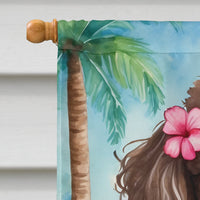 Chocolate Poodle Luau House Flag