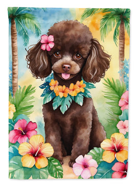 Chocolate Poodle Luau House Flag