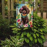 Chocolate Poodle Luau Garden Flag