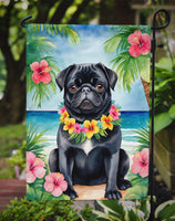 Black Pug Luau Garden Flag