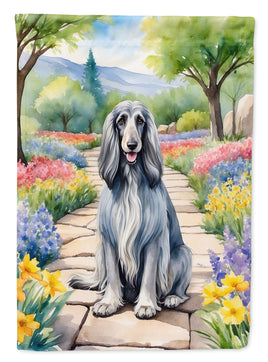 Afghan Hound Spring Path Garden Flag