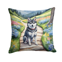 Alaskan Klee Kai Spring Garden Throw Pillow