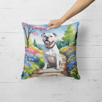 American Bulldog Spring Garden Throw Pillow