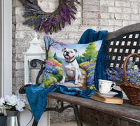 American Bulldog Spring Garden Throw Pillow