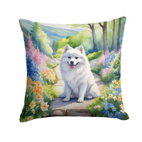 American Eskimo Spring Garden Throw Pillow