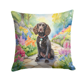 American Water Spaniel Spring Garden Throw Pillow