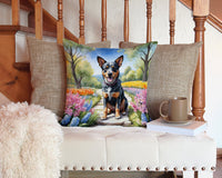 Australian Cattle Dog Spring Garden Throw Pillow