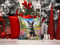 Australian Cattle Dog Spring Garden Throw Pillow