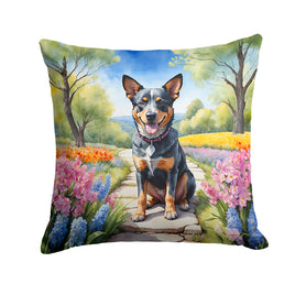 Australian Cattle Dog Spring Garden Throw Pillow