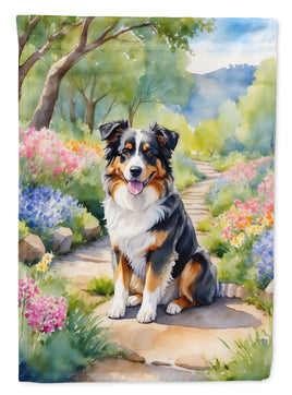 Australian Shepherd Spring Path House Flag