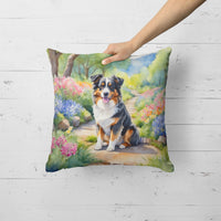 Australian Shepherd Spring Garden Throw Pillow