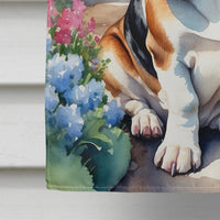 Basset Hound Spring Path House Flag