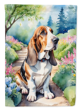 Basset Hound Spring Path House Flag