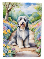 Bearded Collie Spring Path House Flag