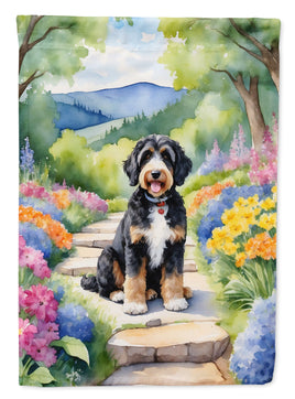 Bernedoodle Spring Path House Flag