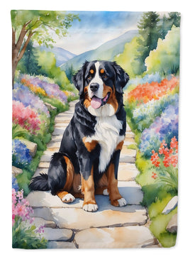 Bernese Mountain Dog Spring Path Garden Flag