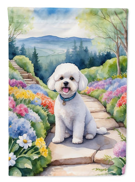 Bichon Frise Spring Path House Flag