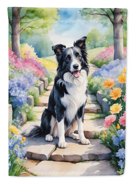 Border Collie Spring Path House Flag