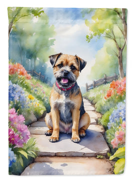 Border Terrier Spring Path House Flag