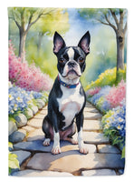 Boston Terrier Spring Path House Flag