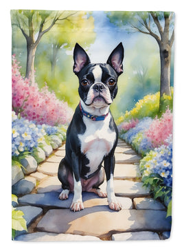 Boston Terrier Spring Path House Flag