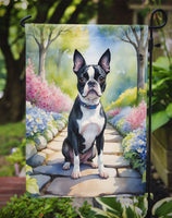 Boston Terrier Spring Path Garden Flag