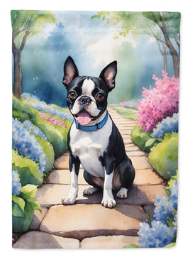 Boston Terrier Spring Path House Flag