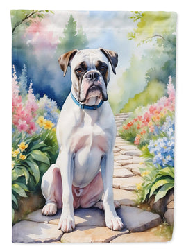 White Boxer Spring Path House Flag