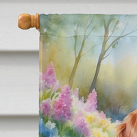 Brittany Spaniel Spring Path House Flag