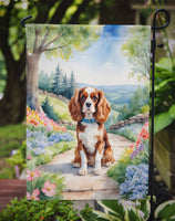 Cavalier Spaniel Spring Path Garden Flag