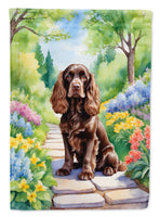 Cocker Spaniel Spring Path House Flag