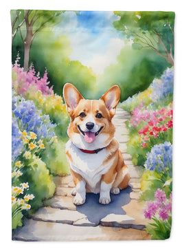 Corgi Spring Path House Flag