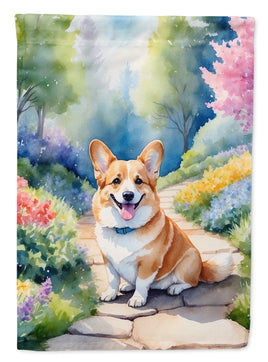 Corgi Spring Path Garden Flag