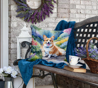 Corgi Spring Path Throw Pillow