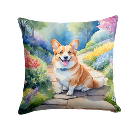 Corgi Spring Path Throw Pillow