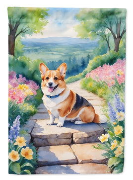 Corgi Spring Path House Flag