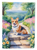 Corgi Spring Path Garden Flag