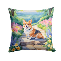 Corgi Spring Path Throw Pillow