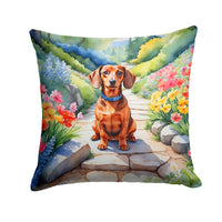 Dachshund Spring Path Throw Pillow