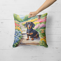 Dachshund Spring Path Throw Pillow