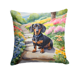 Dachshund Spring Path Throw Pillow