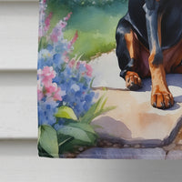 Doberman Pinscher Spring Path House Flag