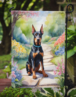 Doberman Pinscher Spring Path Garden Flag