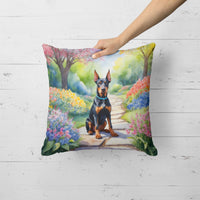 Doberman Pinscher Spring Path Throw Pillow